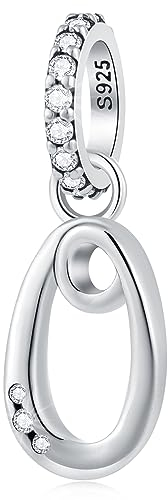 Buchstabe O Charms Alphabet Anhänger, 925 Sterling Silber Initial o Dangle CZ Perle passen Pandora Open Moment Armband con Letra, Geschenke für Oktober Geburtstag/Bräutigam/Patin