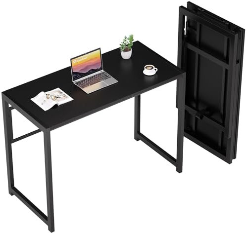 GreenForest Kleiner Klappbarer Schreibtisch 100 x 48 cm, Keine Montage Erforderlich, Home Office Klappschreibtisch, Schwarz