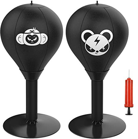 2 Pièces Punching Ball Bureau - Frappe Bureau | Boxe Table Stress Buster sur Pied Punching Ball | Ballon Boxe Anti-Stress avec Ventouse | Soulager Le Stress Excellente Idée Cadeau, Équipement Fitness