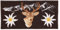 Alpen Berge Dunkelbraun Hirsch Edelweiß Aufnäher zum aufbügeln Bügelbild Applikation Aufbügler für Kleidung gestickter Bügelflicken Blume Tracht Bayern Patch Größe 13 x 6,5 cm