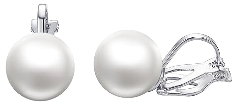 Airokiy Perlen Ohrclips Damen Ohne Ohrlöcher Silber 18kt vergoldet Hypoallergene Schmuck Klipp Ohrringe für Frauen