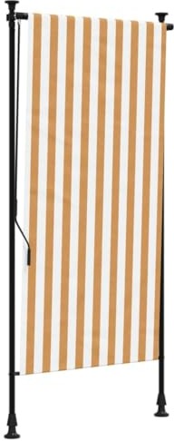 vidaXL Store Roulant d'extérieur Orange et Blanc 120x270cm Tissu Acier