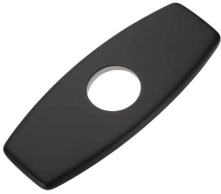 uxcell 6 Inch Hole Cover Deck Plate Escutcheon, Stainless Steel Sink Cover Plate for Bathroom or Kitchen Sink Faucet, Round Black