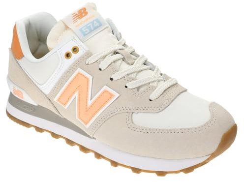 New Balance Damen 574 V2 Spring Sneaker, Timberwolf/Alpha Orange, 9