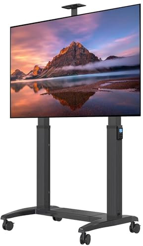 NB Ergonomic Heavy Duty Mobile TV Stand for 75 to 120 Inch TVs, TV Cart Load up to 136 kg, Electric Lifting TV Floor Stand Max VESA 1000x600 mm