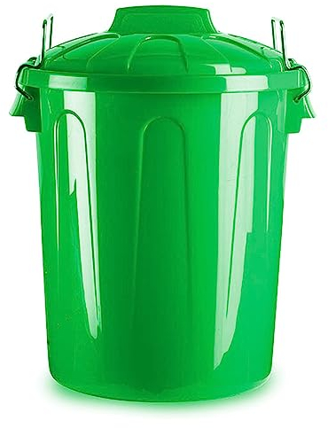 Acan Tradineur - Cubo de basura de plástico - Incluye tapa y asas metalicas - Fabricado en España - Contenedor de residuos - Capacidad de 31 Litros - 48,2 x 37,5 x 37,5 cm. - Color Verde.