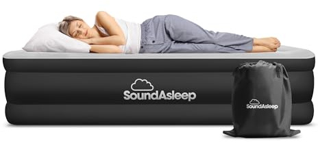 SoundAsleep Products Dream Series - Colchón de aire de lujo con tecnología ComfortCoil y bomba de alta capacidad integrada para el hogar y camping, doble altura, ajustable, inflable, portátil, tamaño