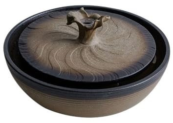 Desktop Fountain, Desktop Ceramic Running Water Ornaments Circulating Water Fountain Humidifier Birth Wealth Inviting Wealth Feng Shui Wheel Business Gifts ，Decoration(Bruin)