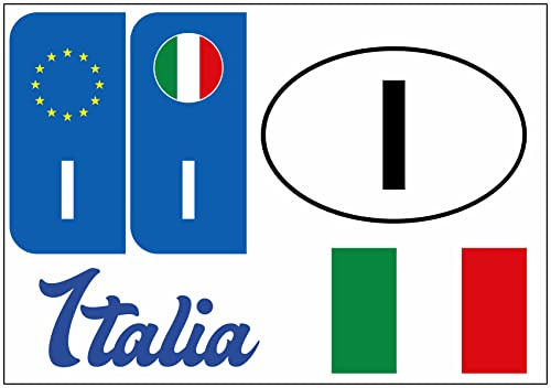 Daged Adesivo in Italia 5 pezzi – Targhe internazionali per auto, moto, motociclista, bandiera in vinile KN