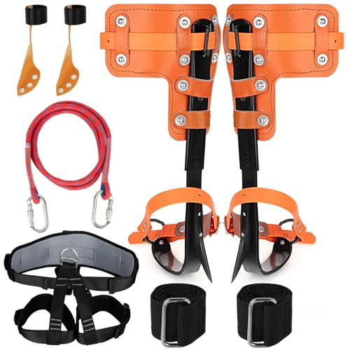 Xeoca Tree Climbing Spikes Set Tree Climbing Gear 1 Pair Alloy Steel Climbing Spurs 350lbs Load Capacity Arborist Equipment for Climbers, Fruit Picking and Lumberjack