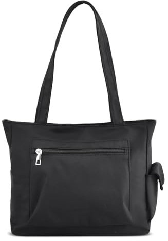 Amexo Damen Groß Shopper Tasche Leicht Multi-Tasche Handtasche Schwarz Tote Bag Canvas Tasche Damen Große Kapazität Umhängetasche für Arbeit Büro Reisen Einkaufen schule und Alltag