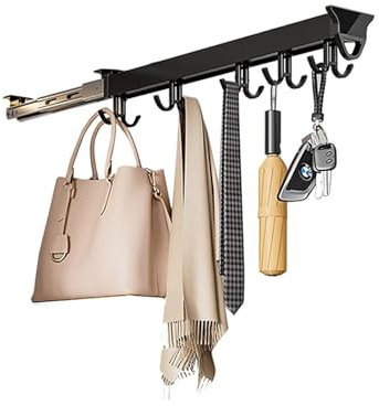 THEGA Multifunctional Slide Broom And Mop Organizer/storage With Metal Mounting Base, Pull Out Pot And Pan Organizer, Adjustable Pot Racks For Kitchen/Closet/Home/Cupboard/Wardrobe(56cm/22.0inch)