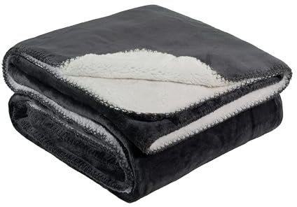 Kuscheldecke mit Muster, ca 150x200 cm, Flauschige Wohndecke mit Muster, Wendedecke, Wendedecke mit flauschiger Rückseite, Tagesdecke, Bettüberwurf, Boho Decke, Vintage weiche Samtdecke (Anthrazit)