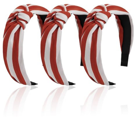 3 Stück Rot -Weiß Gestreifte Kopf, Mode Haarband, Lady Stirnband, Retro Und Elee Haarzubehör, Festival -Party -Kopfbedeckung, Kleidung Frisur Dekoration