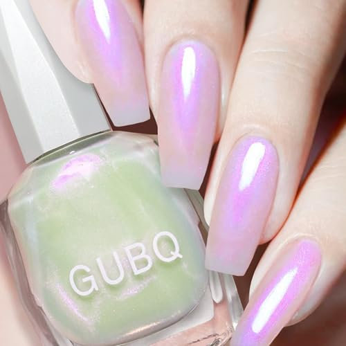 Pearl Nail Polish - Holographic Nail Varnish - Long Lasting & Quick Drying Aurora White Nail Polish - Shimmer Iridescent Nail Varnish - No Need Baking & Easy To Apply nail Polish for Manicure