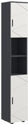 kleankin Badezimmerschrank schmal, Hochschrank Toilettenschrank mit Verstellbar Regal und 2 offenen Fächern, Badschrank für kleine Räume Badezimmer, Wohnzimmer 30 x 30 x 183 cm Grau