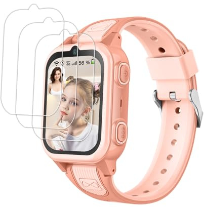 Atopment Pellicola protettiva per schermo smartwatch da 3,8 cm*3,2 cm, in vetro temperato, trasparente HD, anti-bolle, 3 pezzi, adatta per la pellicola protettiva per schermo smartwatch per bambini