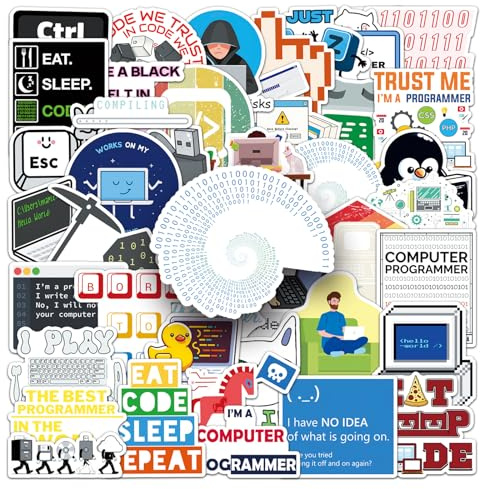 50Stück Programmierer Aufkleber für Koffer Wasserflaschen Laptops Autos Skateboards Computer Motorräder Fahrrad Snowboard Gepäck,Programmiersprache Wasserdichte Stickers für Teenager Jungen Mädchen