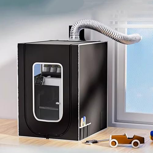 Vituord 3D-Druckergehäuse Mit Belüftungskit, Staubdichtes Zelt Mit LED-Licht, Schutzabdeckung Für Konstante Temperatur, Rauchabzug, Thermometer/Hygrometer, 55 × 65 × 78 cm