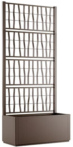 Fioriera alta cm 175 con vaso largo cm 80 Spalliera Grigliata separe' tortora graticola rampicante modulabile e componibile per Esterni Giardini Terrazze separatore ambienti locali commerciali