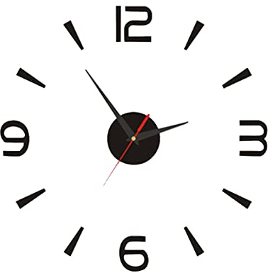 Wanduhr, 40 cm, DIY-Wanduhr, klein, schwarz, modern, schlicht, europäischer Stil, leise, DIY, 3D, modern, schlicht, dekorativ für Küche, Büro, Badezimmer, Wohnzimmer