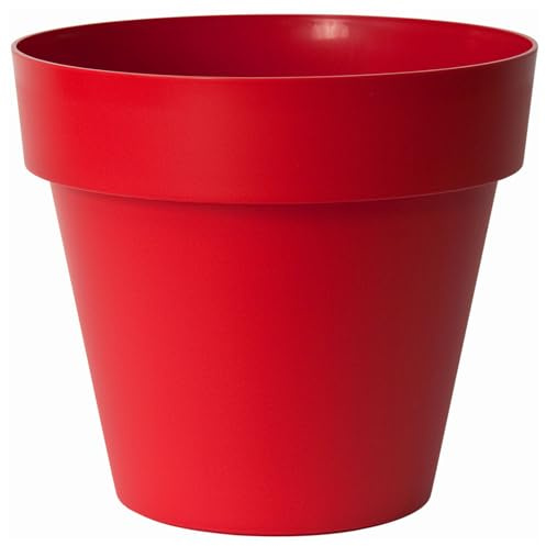 Euro3plast Blumentopf MITU ohne Untersetzer in rund aus Kunststoff 9 Farben und 10 Größen zur Wahl für den Innen- und Außenbereich (Rot, 40 cm)