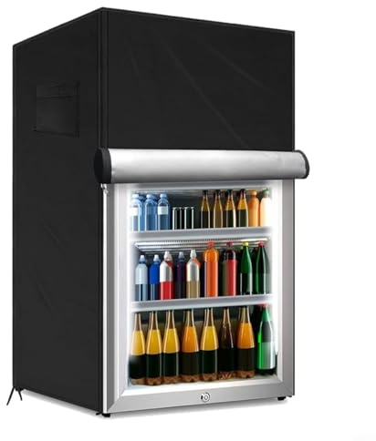 Outdoor Fridge Cover，for Mini Upright Freezers With Storage Pockets Adjustable Straps 210D Oxford Fabric Black Grey(black S)