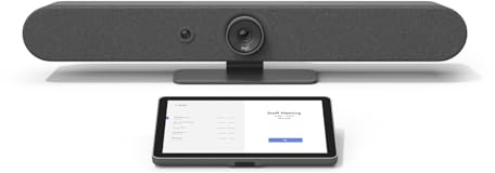 Logitech Rally Bar Mini All-in-One Conference Camera with TAP IP Touch Controller Kit – 4K UHD PTZ Camera, 4x Zoom, Dual Speakers, 6 Microphones, 10.1” Display, Oleophobic, Graphite (Renewed)