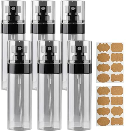 Oiiurly 6 Pcs Small Spray Bottle Empty Fine Mist Spray Bottles Plastic Travel Mini Atomiser Bottle Set Refillable Containers for Cosmetics Water Alcohol