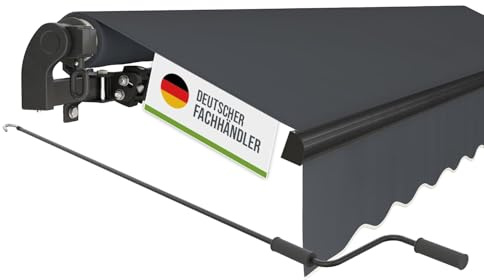 empasa manuelle Gelenkarmmarkise Markise Start | Sonnenmarkise Sonnenschutz Alu / Polyester komplett vormontiert, Farbe:anthrazit, Größe:200 x 150 cm