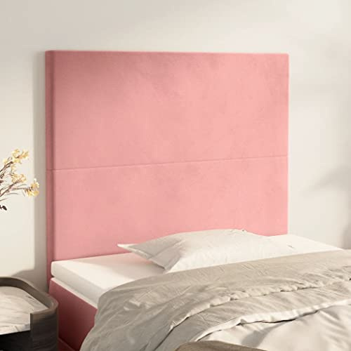 Generico Testiera Rosa 100x5x118/128 cm Velluto,Testiere e controtestiere,3116099