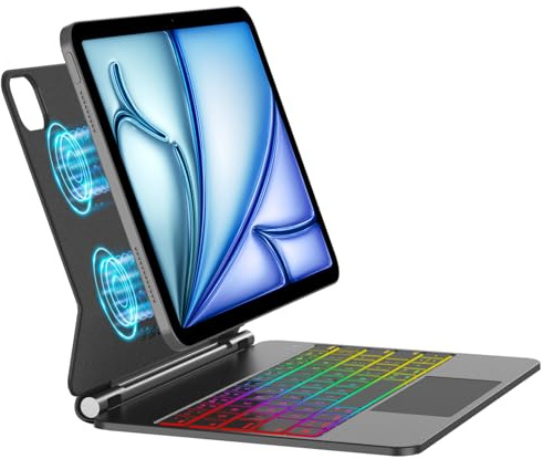 Custodia per iPad Air 11 pollici con tastiera (M4 2026/M3 2025/M2 2024) e iPad Pro 11 pollici/Air 10.9 5a/4a generazione Magic Keyboard con retroilluminazione a 11 colori - Trackpad multi-touch