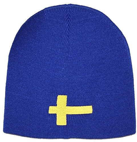 Fan-O-Menal Beanie-Mütze mit Einstickung - SCHWEDEN - Wollmütze Wintermütze Strickmütze - 54598 blau