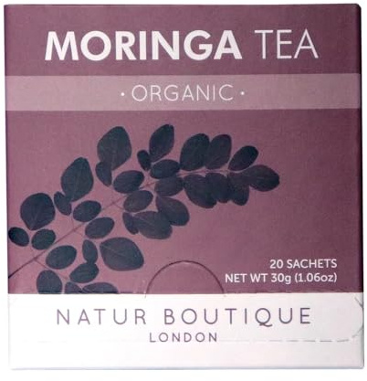 Natur Boutique Organic Moringa Tea Sachets, Pack of 1, 20-Count