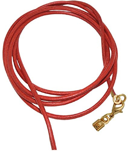 Unbespielt Lederband Kette Collier Halskette Rot Karabinerverschluss Goldfarben 1m Lang Kürzbar