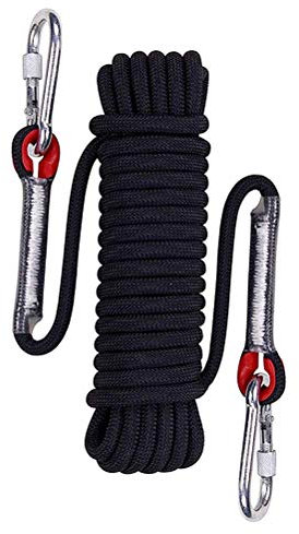 Aoneky 10 mm Static Outdoor Rock Climbing Rope, Fire Escape Safety Rappelling Rope (Black 2, 65)