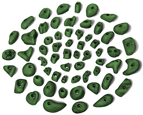 ALPIDEX 60 Klettergriffe | Kletterfläche 4-8 m² | Griffe Größen L, M, S, XS | Starterset | Klettersteine | Klettergriffset - Farbe:Green-Black