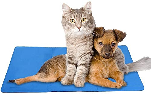 Mega_Jumble Self Cooling Gel Pet Dog Cat Cool Mat Pad Bed Mattress Heat Relief Non-Toxic 60 x 45cm Blue