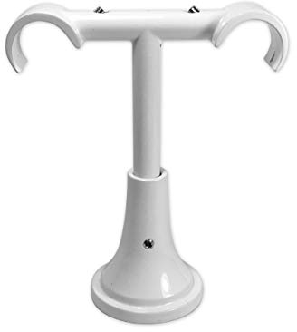Zubehör für Gardinenstange/Vorhangstange Ø16/19mm / 1-läufig oder 2-läufig (Weiß Träger 2-läufig - Ø19mm Deckenbefestigung), Teile im 5 Farben!