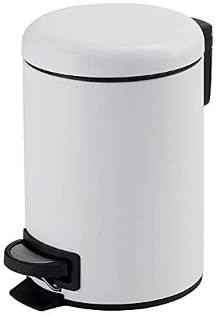 Gedy Potty Poubelle en Acier Inoxydable, Blanc Mat, 5 litres