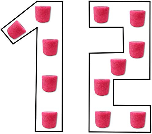 12er-Set Verbandsmaterial Selbsthaftend - Haftbandage 5cm x 4,5m - Wundverband Steril Wasserfest - Tierbandage Elastisch (Neonpink)