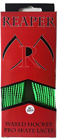 Reaper Hockey Senkel PRO Waxed - NEON-GRÜN 84 (213cm) - 1 Paar gewachste Schnürsenkel für Schlittschuhe