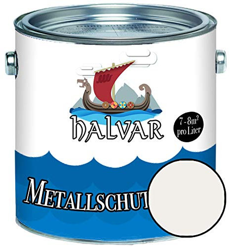 Halvar Metallschutzlack MATT Weiß/Grau/Schwarz RAL 9001-9018 Metallfarbe besonders robuster Kunstharzlack Wetterbeständig & perfekter Langzeitschutz Metall (10 L, RAL 9016 Verkehrsweiß)