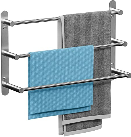 Handtuchhalter Bad ohne Bohren Wandmontage 304 Edelstahl Gebürstet Badetuchhalter 80cm mit Haken, 3-lagiger Stabil Handtuchhalter Wand für Badezimmer Küchen Toilette