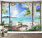 LB Wandteppich Türkisfarbener Ozean Wandtuch Strand Wandbehang Tropische Insel Landschaft vom Balkon Tapisserie für Wohnzimmer Schlafzimmer Wohnheim Wanddeko,235x180cm