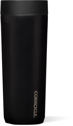 Corkcicle Commuter Cup Insulated Stainless Steel Spill Proof Travel Coffee Mug Keeps Beverages Cold for 9 Hours and Hot for 3 Hours, Matte Black, 17 oz