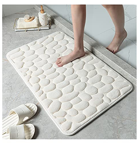 YWJFASHION Tapis De Bain en Galets Tapis De Porte De Douche Tapis De Salle De Bain Antidérapants Tapis De Pied Absorbant À Rebond Lent, pour La Décoration De La Maison De Salle De Bain