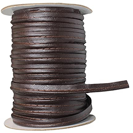 Sharplace Einfach gefaltetes Schrägband aus Leder zum Nähen, Säumen, Binden, Säumen, Paspeln, Quilten, 50 Yards - Braun
