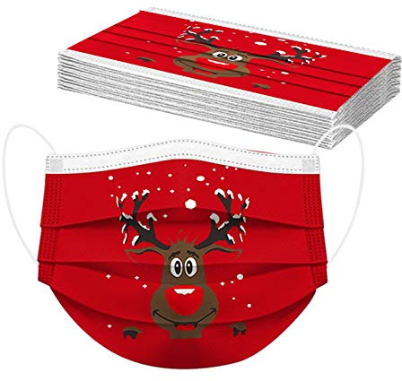 AMDOLE 10 Stück Weihnachten Mundschutz Erwachsene Einweg Schwarz Mund und Nasenschutz Halstuch Maske Weihnachtsmotiv Weihnachtsmaske 3D Druck Tücher Atmungsaktiv Mund-Tuch Bandana Halstuch Schals
