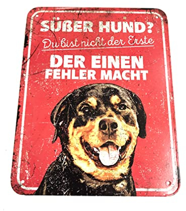 D&D Home, Rottweiler Warnschild, 25 x 20 x 0,3 cm, Rot, Schild, Rot, Hund